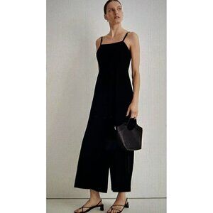 Madewell Amira Square-Neck Wide-Leg Sleeveless Jumpsuit Black Size 6